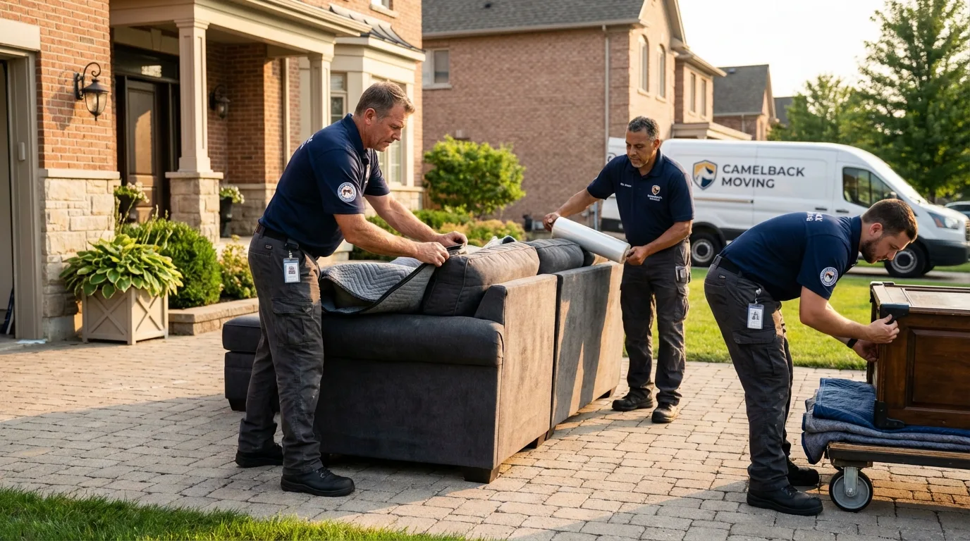 Large estate moving crew wrapping furniture in Sandy, OR