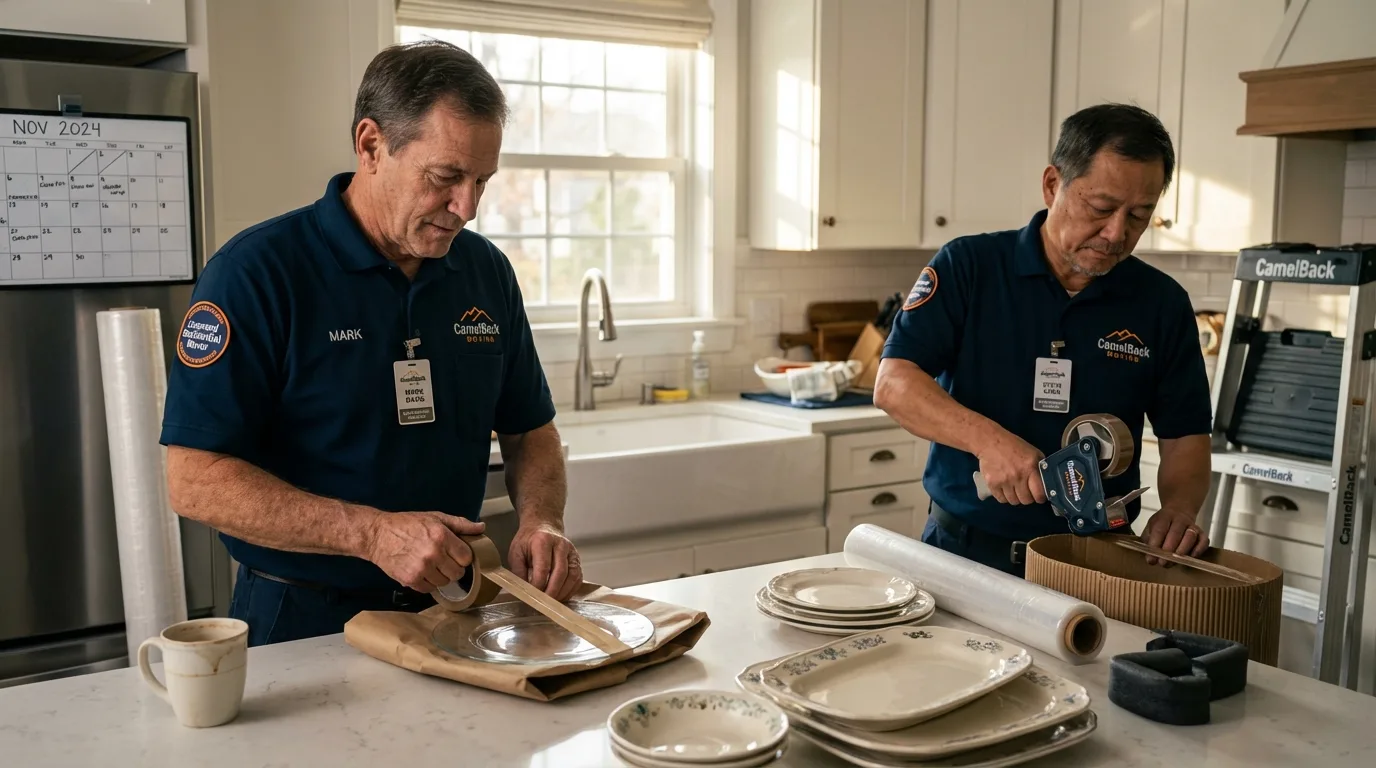 Professional crew packing kitchen dishware in Sandy, OR